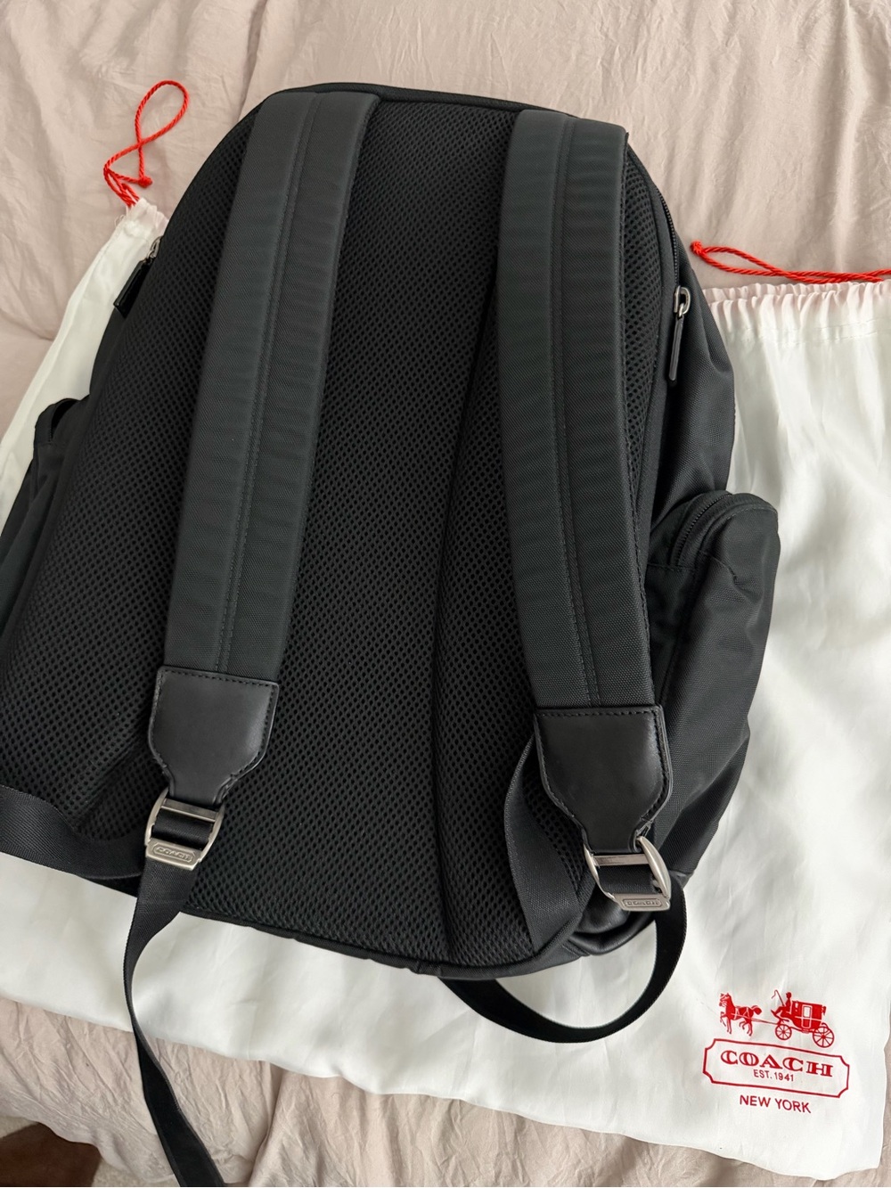 Coach Black Nylon Backpack with Leather Trim - Picture 2 of 7